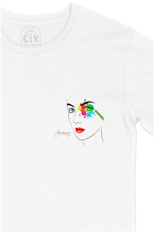 Make Up Artist Cep Logo Tasarımlı Beyaz Tişört