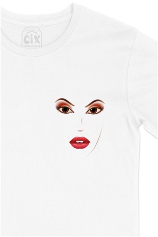 Make Up Cep Logo Tasarımlı Beyaz Tişört