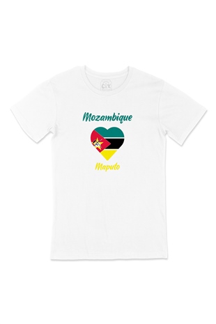 Maputo Mozambik Bayraklı Kalpli Tişört
