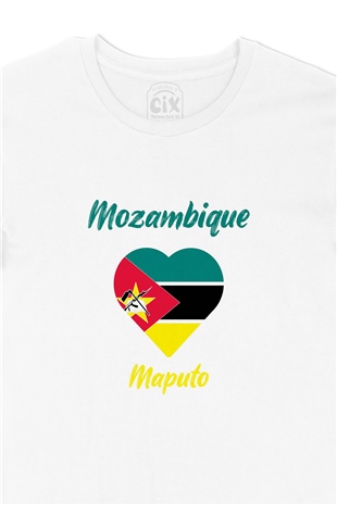 Maputo Mozambik Bayraklı Kalpli Tişört