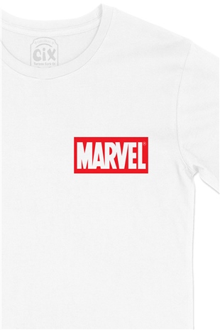 Marvel Cep Logo Tasarımlı Beyaz Tişört