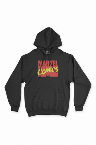 Marvel Comics Siyah Kapşonlu Sweatshirt Hoodie