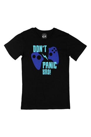 Mavi Dont Panic Bro Siyah Tişört