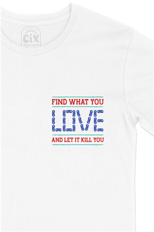 Mavi Find What You Love Cep Logo Tasarımlı Beyaz Tişört
