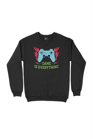 Mavi Game is Everything Siyah Sweatshirt