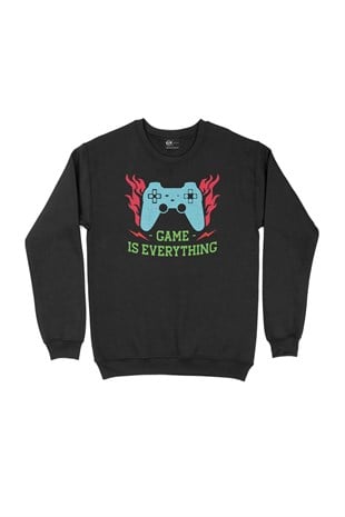 Mavi Game is Everything Siyah Sweatshirt