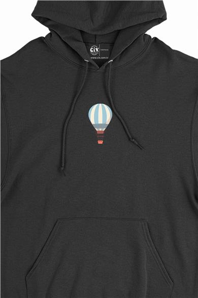 Mavi Uçan Balon Minimal Kapşonlu Sweatshirt Hoodie