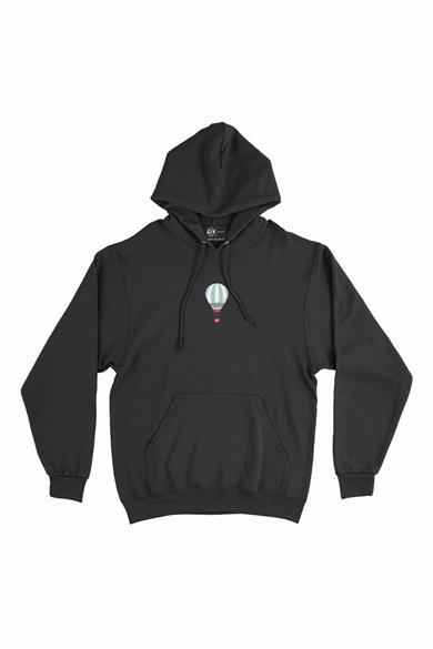 Mavi Uçan Balon Minimal Kapşonlu Sweatshirt Hoodie