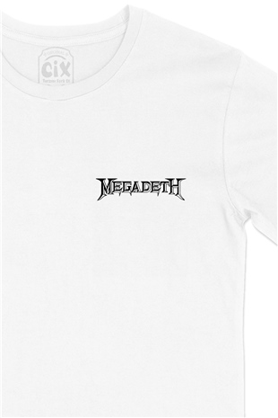 Megadeth Cep Logo Tasarımlı Beyaz Tişört