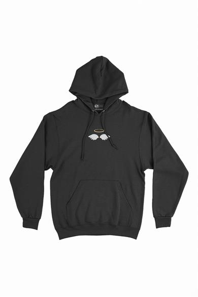 Melek Kanatlı Halka Minimal Kapşonlu Sweatshirt Hoodie