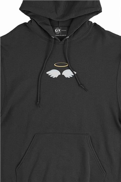 Melek Kanatlı Halka Minimal Kapşonlu Sweatshirt Hoodie