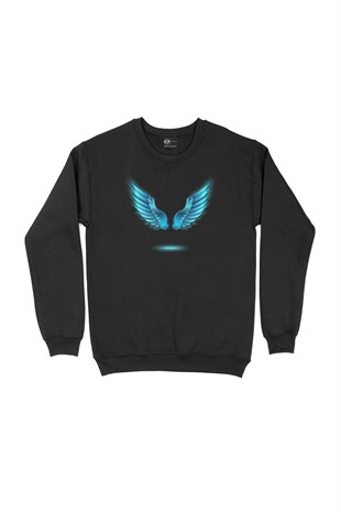 Melek Kanatlı Siyah Sweatshirt