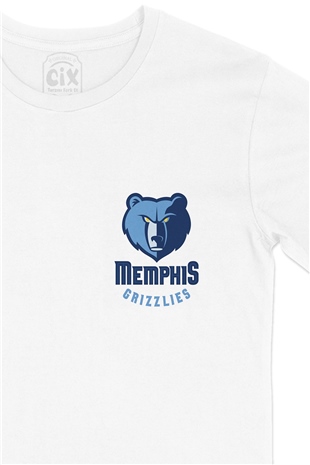 Memphis Grizzlies Cep Logo Tasarımlı Beyaz Tişört