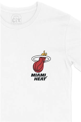 Miami Heat Cep Logo Tasarımlı Beyaz Tişört