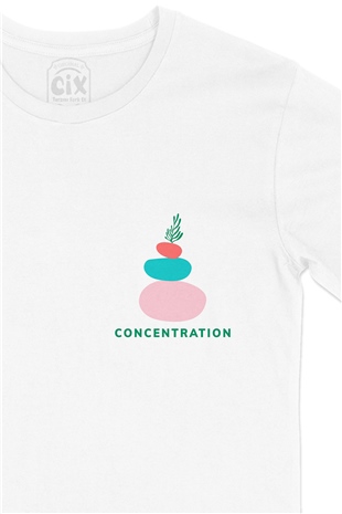 Mindfulness Concentration Cep Logo Tasarımlı Beyaz Tişört