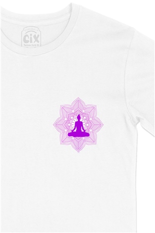 Mindfulness Meditasyon Cep Logo Tasarımlı Beyaz Tişört