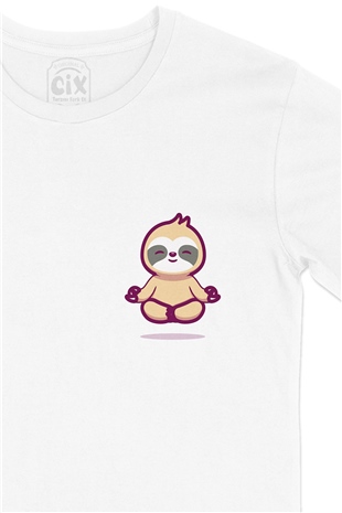 Mindfulness Panda Cep Logo Tasarımlı Beyaz Tişört