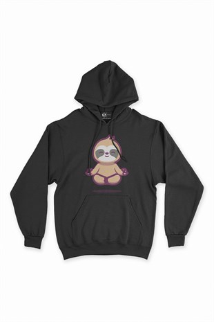 Mindfulness Panda Siyah Kapşonlu Sweatshirt Hoodie