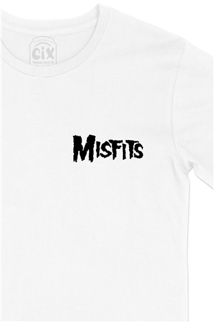 Misfits Cep Logo Tasarımlı Beyaz Tişört
