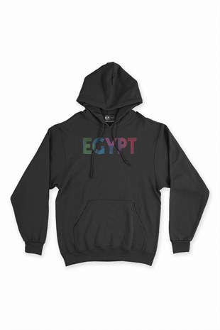 Mısır Renkli Egypt Siyah Kapşonlu Sweatshirt Hoodie