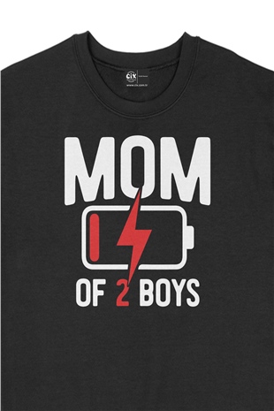 Mom Of 2 Boys Erkek Annesi Siyah Sweatshirt