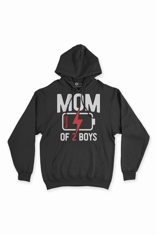 Mom Of 2 Boys Erkek Annesi Siyah Sweatshirt Hoodie