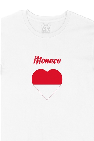 Monako Bayraklı Kalpli Tişört
