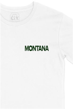 Montana Cep Logo Tasarımlı Beyaz Tişört