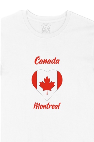 Montreal Canada Bayraklı Kalpli Tişört