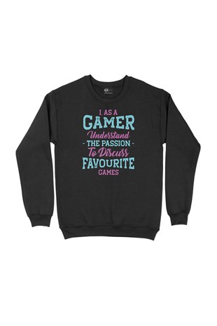 Mor As A Gamer Siyah Sweatshirt