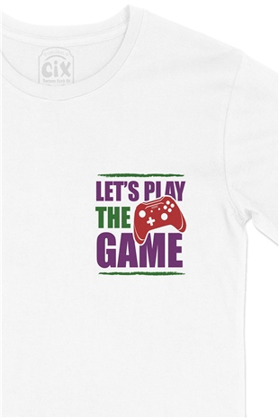 Mor Lets Play The Game Cep Logo Tasarımlı Beyaz Tişört