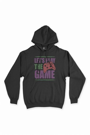 Mor Lets Play The Game Siyah Kapşonlu Sweatshirt Hoodie