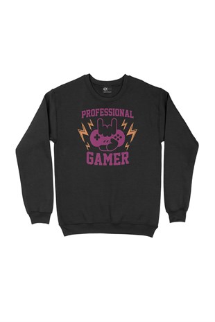 Mor Professional Gamer Siyah Sweatshirt