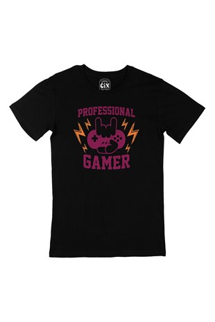 Mor Professional Gamer Siyah Tişört