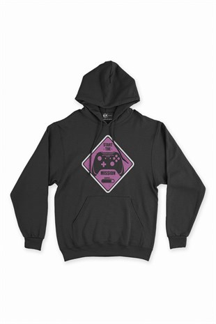 Mor Start The Mission Siyah Kapşonlu Sweatshirt Hoodie