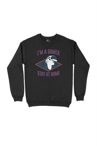 Mor Stay At Home Siyah Sweatshirt