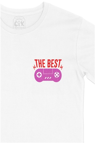 Mor The Best Cep Logo Tasarımlı Beyaz Tişört