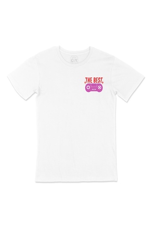 Mor The Best Cep Logo Tasarımlı Beyaz Tişört
