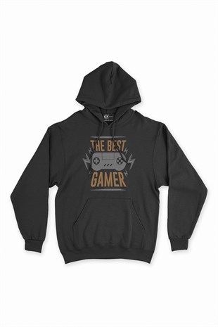 Mor The Best Siyah Kapşonlu Sweatshirt Hoodie