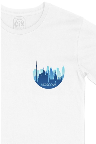 Moskova Cep Logo Tasarımlı Beyaz Tişört