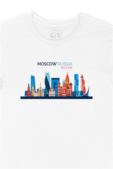 Moskova Rusya renkli Beyaz Tişört