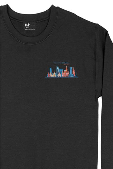 Moskova Rusya renkli Cep Tasarım Baskılı Sweatshirt