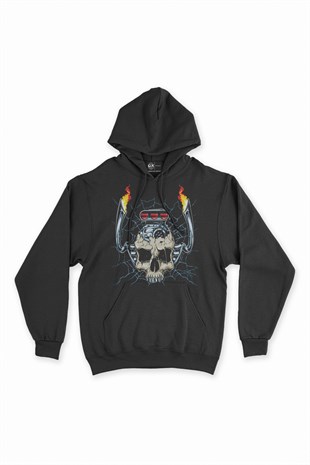 Motor Kuru Kafa Kapşonlu Sweatshirt Hoodie