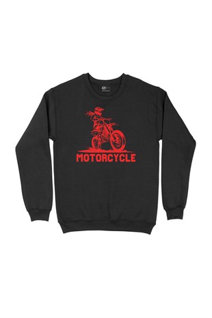 Motorcu Kız Siyah Sweatshirt