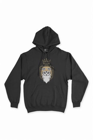 Motorcu Kral Kurukafa Siyah Kapşonlu Sweatshirt Hoodie