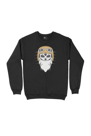 Motorcu Kurukafa Siyah Sweatshirt