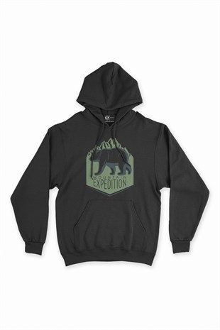 Mountain Expedition Siyah Kapşonlu Sweatshirt Hoodie
