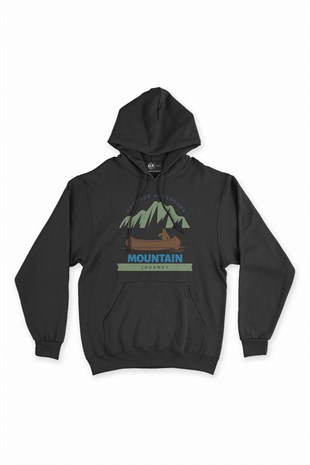 Mountain Journey Siyah Kapşonlu Sweatshirt Hoodie