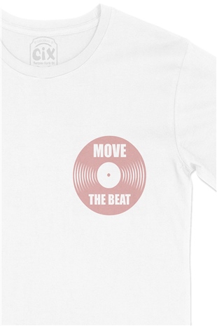 Move The Beat Cep Logo Tasarımlı Beyaz Tişört