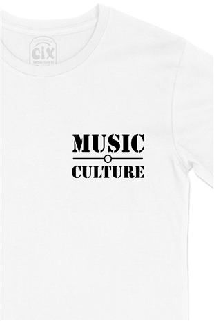 Music Culture Cep Logo Tasarımlı Beyaz Tişört